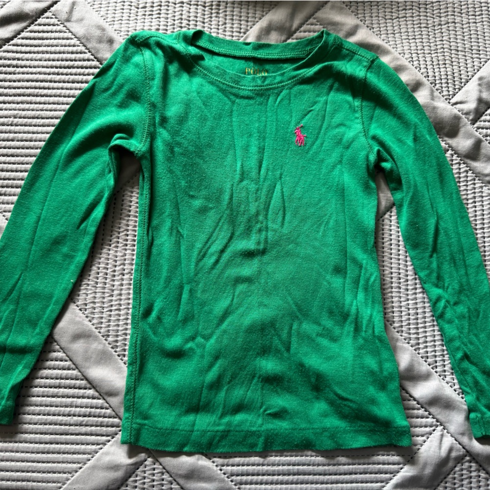 Polo by Ralph Lauren Green Shirt with Pink Logo